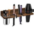thumbnail image 1 of Hair Tool Organizer Wall Mounted - Wooden Dryer Holder, Blow Dryer Holder for Bathroom, Rustic Styling Tools Organizer for Flat Iron, Curling Wand, Hair Straighteners, Brushes, Brown, 1 of 8