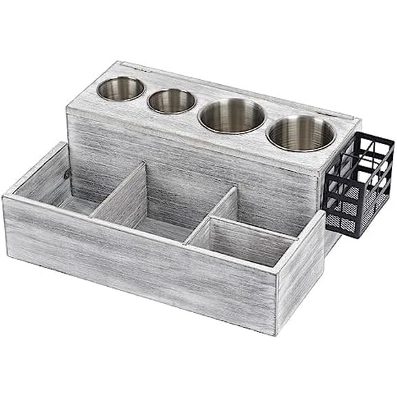 Hair Tool Organizer, Wooden Hair Dryer Holder and Bathroom Countertop Blow Dryer Holder, Vanity Caddy Storage Stand for Accessories, Makeup, Toiletries