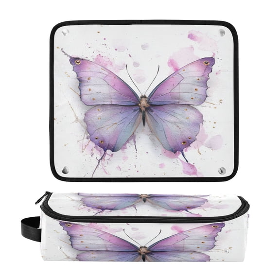 Hair Tool Travel Bag with Heat Resistant Mat for Flat Iron Straighteners Curling Iron Makeup Toiletries & Haircare Accessories Gold Vein Butterfly Art Print