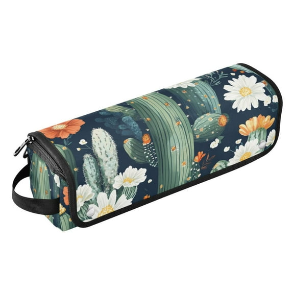 Hair Tool Travel Bag with Heat Resistant Mat for Flat Iron, Straighteners, Curling Iron, Makeup, Toiletries & Haircare Accessories, Portable Hot Tools Organizer with Hangdbag. Cactus Pattern