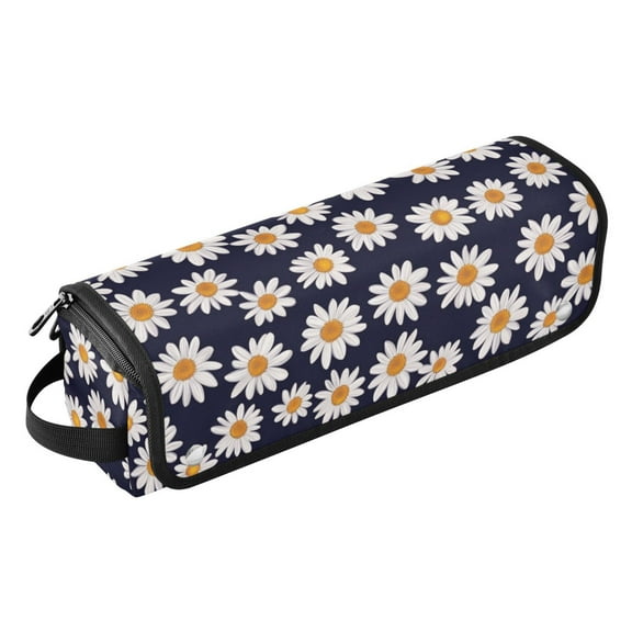 Hair Tool Travel Bag with Heat Resistant Mat for Flat Iron, Straighteners, Curling Iron, Makeup, Toiletries & Haircare Accessories, Portable Hot Tools Organizer with Hangdbag. Navy Small Daisy