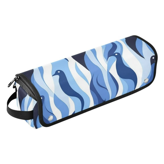 Hair Tool Travel Bag with Heat Resistant Mat for Flat Iron, Straighteners, Curling Iron, Makeup, Toiletries & Haircare Accessories, Portable Hot Tools Organizer with Hangdbag. A Pattern Of Penguins