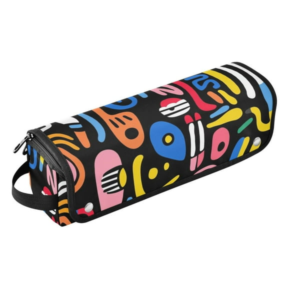 Hair Tool Travel Bag with Heat Resistant Mat for Flat Iron, Straighteners, Curling Iron, Makeup, Toiletries & Haircare Accessories, Portable Hot Tools Organizer with Hangdbag. Abstract Style