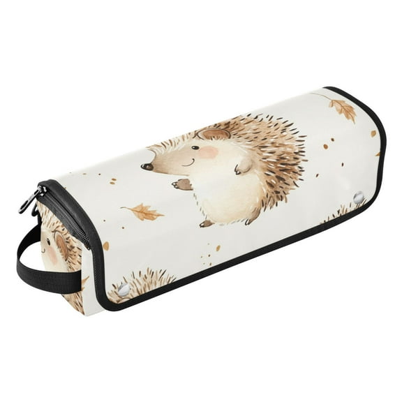 Hair Tool Travel Bag with Heat Resistant Mat for Flat Iron, Straighteners, Curling Iron, Makeup, Toiletries & Haircare Accessories, Portable Hot Tools Organizer with Hangdbag. Cute Hedgehog Pattern