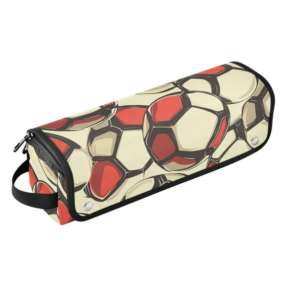 Hair Tool Travel Bag with Heat Resistant Mat for Flat Iron, Straighteners, Curling Iron, Makeup, Toiletries & Haircare Accessories, Portable Hot Tools Organizer with Hangdbag. Football Patterns