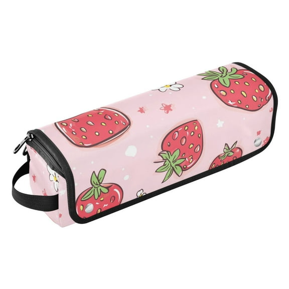 Hair Tool Travel Bag with Heat Resistant Mat for Flat Iron, Straighteners, Curling Iron, Makeup, Toiletries & Haircare Accessories, Portable Hot Tools Organizer with Hangdbag. Strawberries
