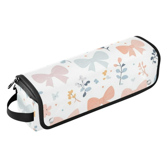 Hair Tool Travel Bag with Heat Resistant Mat for Flat Iron, Straighteners, Curling Iron, Makeup, Toiletries & Haircare Accessories, Portable Hot Tools Organizer with Hangdbag. Bowknots