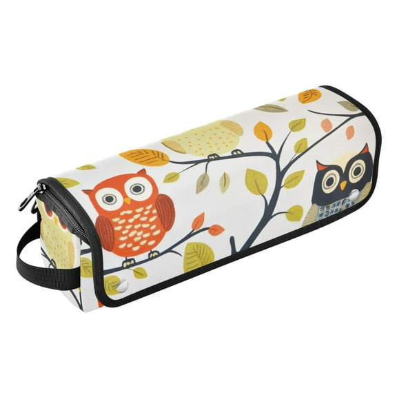 Hair Tool Travel Bag with Heat Resistant Mat for Flat Iron, Straighteners, Curling Iron, Makeup, Toiletries & Haircare Accessories, Portable Hot Tools Organizer with Hangdbag. Owl Pattern