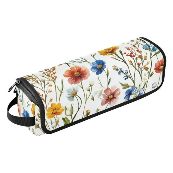 Hair Tool Travel Bag with Heat Resistant Mat for Flat Iron, Straighteners, Curling Iron, Makeup, Toiletries & Haircare Accessories, Portable Hot Tools Organizer with Hangdbag. Colorful Floral