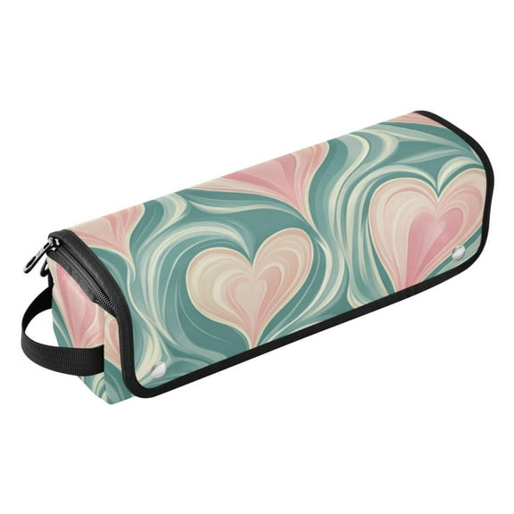 Hair Tool Travel Bag with Heat Resistant Mat for Flat Iron, Straighteners, Curling Iron, Makeup, Toiletries & Haircare Accessories, Portable Hot Tools Organizer with Hangdbag. Mobile Love