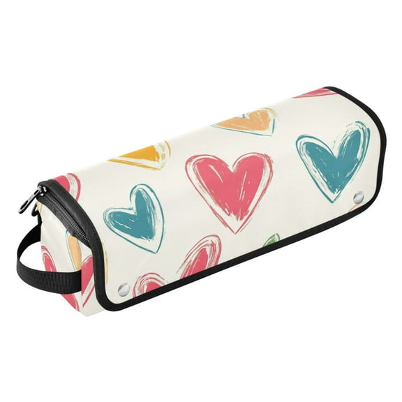 Hair Tool Travel Bag with Heat Resistant Mat for Flat Iron, Straighteners, Curling Iron, Makeup, Toiletries & Haircare Accessories, Portable Hot Tools Organizer with Hangdbag. Painting Hearts