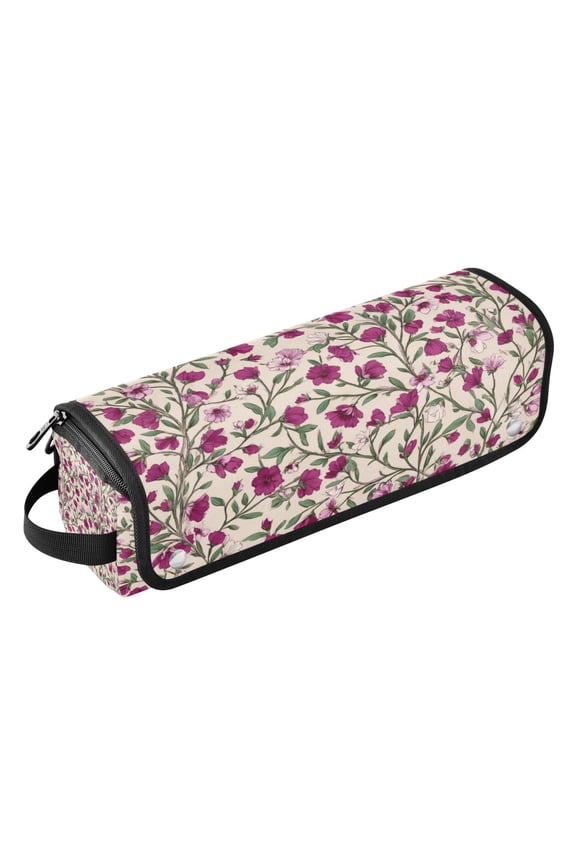 Hair Tool Travel Bag with Heat Resistant Mat for Flat Iron Straighteners Curling Iron Makeup Toiletries & Haircare Accessories Red-pink Magenta Flowers