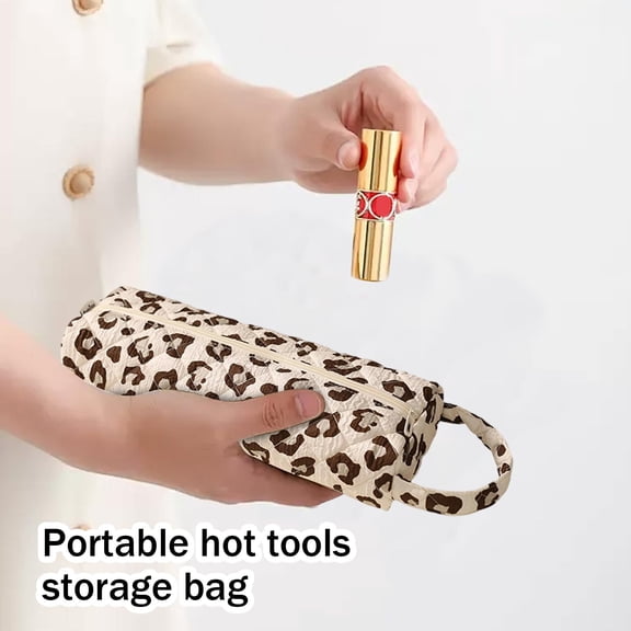 Hair Tool Travel Bag with Heat Resistant Mat for Straighteners, Curling Iron, Makeup, Toiletries & Haircare Accessories, Portable Hot Tools Organizer with Hangdbag (D)