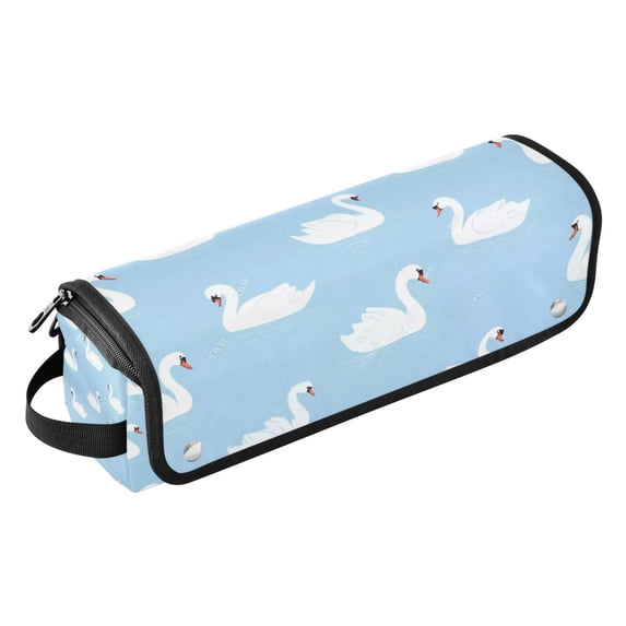 Hair Tools Storage with Heat Resistant Mat- A White Swan Printed Design Curling Iron Travel Bag/Flat Iron Case for Women