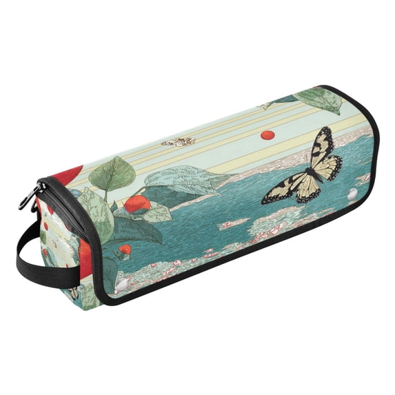 Hair Tools Storage with Heat Resistant Mat- Animated-style Scenes Printed Curling Iron Travel Bag/Flat Iron Case for Women