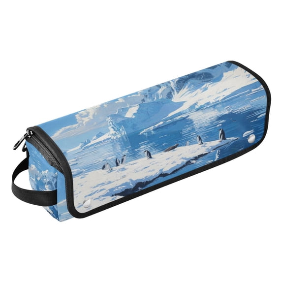 Hair Tools Storage with Heat Resistant Mat- Antarctica Pattern Printed Curling Iron Travel Bag/Flat Iron Case for Women