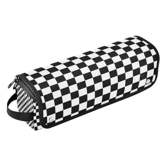 Hair Tools Storage with Heat Resistant Mat- Black and White Stripes Printed Curling Iron Travel Bag/Flat Iron Case for Women
