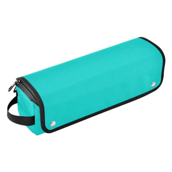 Hair Tools Storage with Heat Resistant Mat- Blue-green Background Printed Design Curling Iron Travel Bag/Flat Iron Case for Women