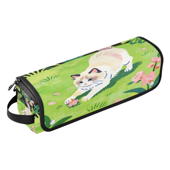 Hair Tools Storage with Heat Resistant Mat- Cat Playing Pattern Printed Curling Iron Travel Bag/Flat Iron Case for Women