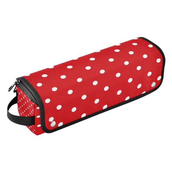 Hair Tools Storage with Heat Resistant Mat- Cute Polka Dots Printed Curling Iron Travel Bag/Flat Iron Case for Women
