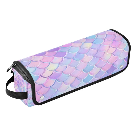 Hair Tools Storage with Heat Resistant Mat- Fish Scale Pattern Printed Curling Iron Travel Bag/Flat Iron Case for Women