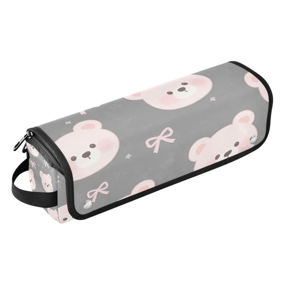 Hair Tools Storage with Heat Resistant Mat- Gray Bear Printed Curling Iron Travel Bag/Flat Iron Case for Women