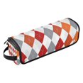 thumbnail image 1 of Hair Tools Storage with Heat Resistant Mat- Gray and Orange Diamonds Printed Curling Iron Travel Bag/Flat Iron Case for Women, 1 of 8
