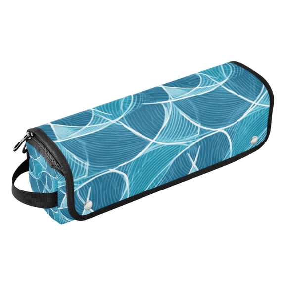 Hair Tools Storage with Heat Resistant Mat- Interwoven by Lines Printed Curling Iron Travel Bag/Flat Iron Case for Women
