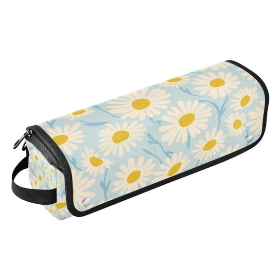 Hair Tools Storage with Heat Resistant Mat- Light Blue Pattern Printed Curling Iron Travel Bag/Flat Iron Case for Women