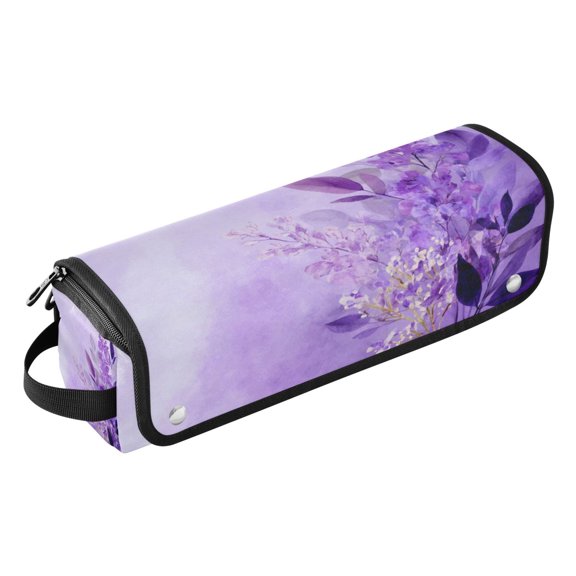 Hair Tools Storage with Heat Resistant Mat- Light Purple Printed Curling Iron Travel Bag/Flat Iron Case for Women