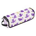 thumbnail image 1 of Hair Tools Storage with Heat Resistant Mat- Purple Cat Pattern Printed Curling Iron Travel Bag/Flat Iron Case for Women, 1 of 8