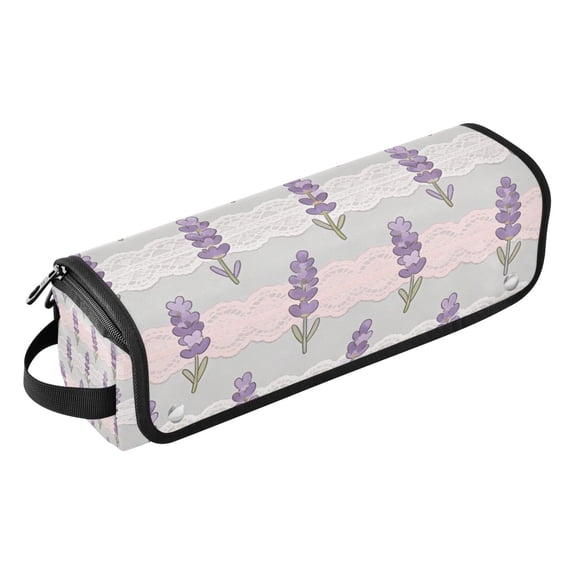Hair Tools Storage with Heat Resistant Mat- Purple Reed Grass Printed Curling Iron Travel Bag/Flat Iron Case for Women