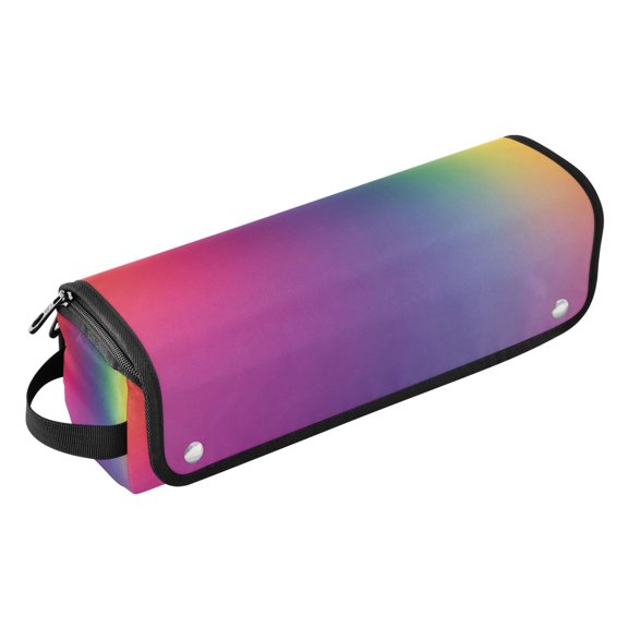 Hair Tools Storage with Heat Resistant Mat- Rainbow Gradient Background Printed Curling Iron Travel Bag/Flat Iron Case for Women