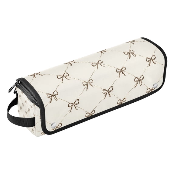 Hair Tools Storage with Heat Resistant Mat- Ribbons Pattern Printed Curling Iron Travel Bag/Flat Iron Case for Women