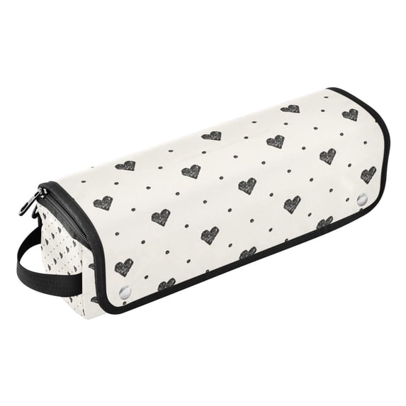 Hair Tools Storage with Heat Resistant Mat- Small Heart-shaped Pattern Printed Curling Iron Travel Bag/Flat Iron Case for Women