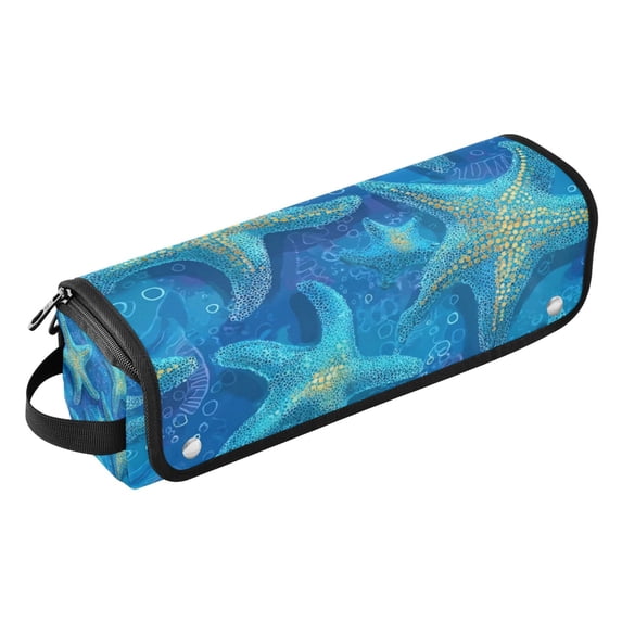 Hair Tools Storage with Heat Resistant Mat- Starfish Pattern Printed Curling Iron Travel Bag/Flat Iron Case for Women
