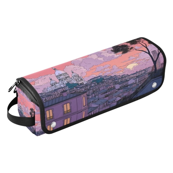 Hair Tools Storage with Heat Resistant Mat- Sunrise Printed Curling Iron Travel Bag/Flat Iron Case for Women