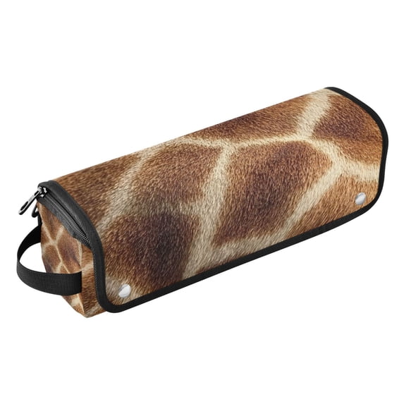 Hair Tools Storage with Heat Resistant Mat- The Fur Texture Of A Giraffe Printed Design Curling Iron Travel Bag/Flat Iron Case for Women