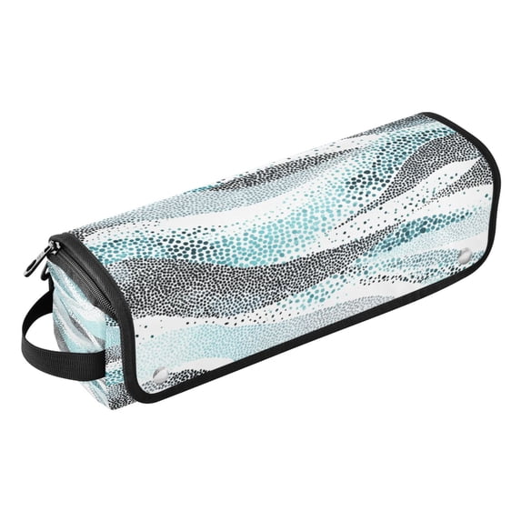 Hair Tools Storage with Heat Resistant Mat- Wavy Dotted Pattern Printed Curling Iron Travel Bag/Flat Iron Case for Women