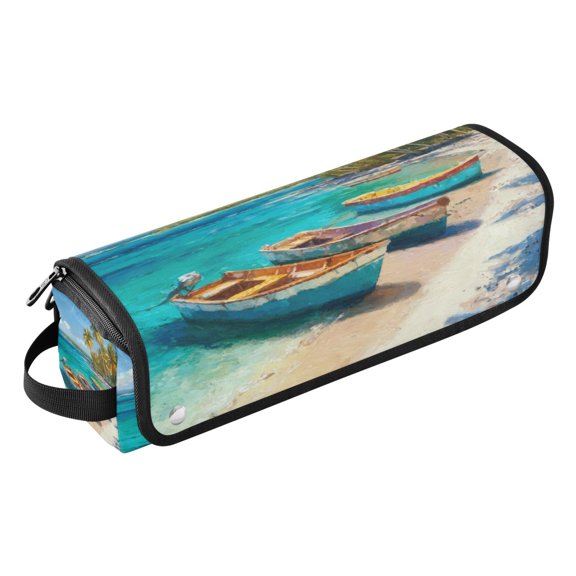 Hair Tools Storage with Heat Resistant Mat- on The Beach Printed Curling Iron Travel Bag/Flat Iron Case for Women