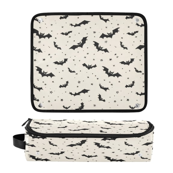 Hair Tools Travel Bag Heat-Resistant Curling Iron Organizer Bag with Detachable Heatproof Mat Travel Storage Case Bats and Stars