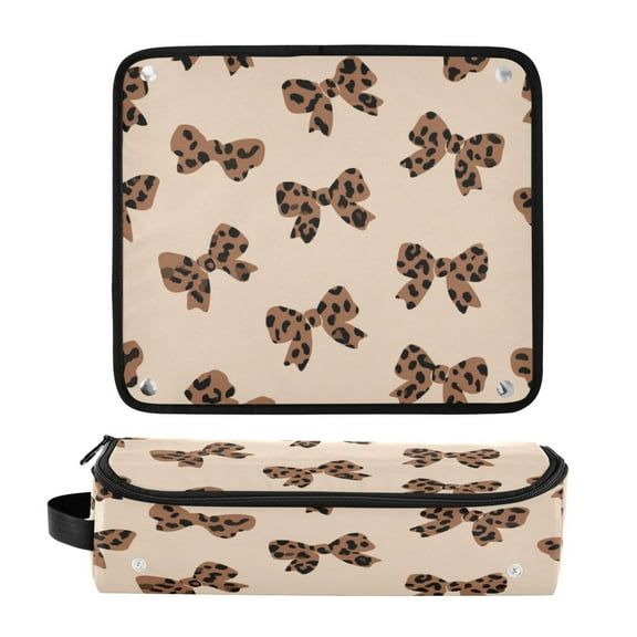 Hair Tools Travel Bag Heat-Resistant Curling Iron Organizer Bag with Detachable Heatproof Mat Travel Storage Case Cute Brown Bow