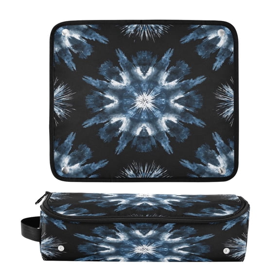 Hair Tools Travel Bag Heat-Resistant Curling Iron Organizer Bag with Detachable Heatproof Mat Travel Storage Case Explosion Of Blue Ink