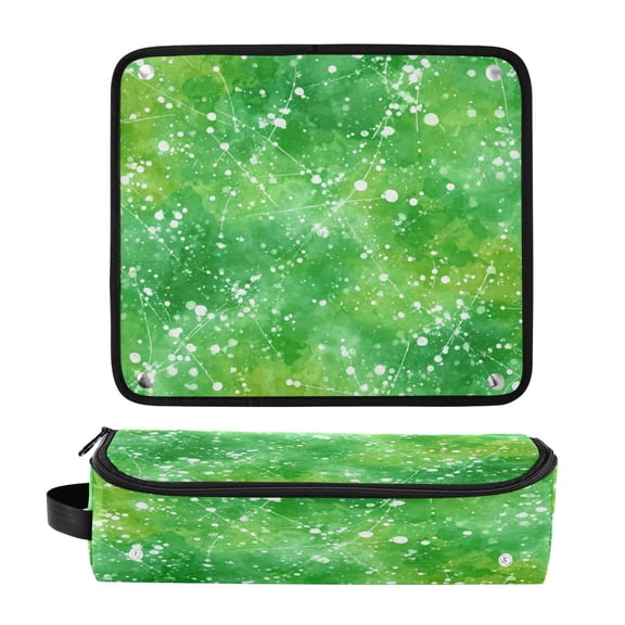 Hair Tools Travel Bag Heat-Resistant Curling Iron Organizer Bag with Detachable Heatproof Mat Travel Storage Case Green Ink Splatter Pattern
