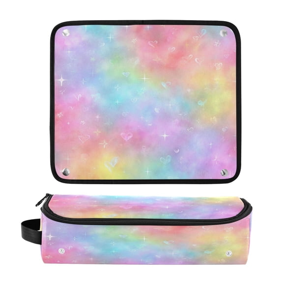 Hair Tools Travel Bag Heat-Resistant Curling Iron Organizer Bag with Detachable Heatproof Mat Travel Storage Case Pastel Rainbow Tie-dye