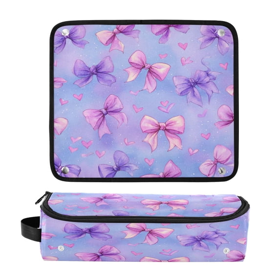 Hair Tools Travel Bag Heat-Resistant Curling Iron Organizer Bag with Detachable Heatproof Mat Travel Storage Case Watercolor Bows Pattern