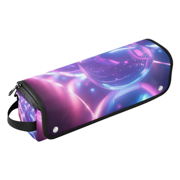 Hair Tools Travel Bag with Removable Heat Resistant Mat for Straighteners, Curling Iron and Haircare Accessories Blue and Pink Spheres