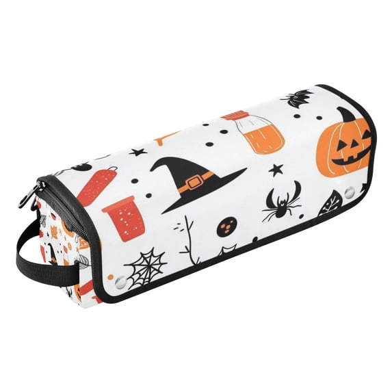 Hair Tools Travel Bag with Removable Heat Resistant Mat for Straighteners, Curling Iron and Haircare Accessories Halloween Doodle