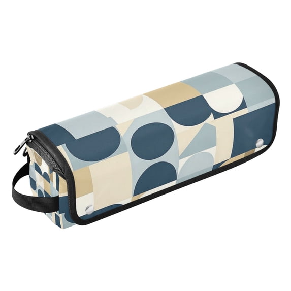 Hair Tools Travel Bag with Removable Heat Resistant Mat for Straighteners, Curling Iron and Haircare Accessories Minimalist Geometric Shapes
