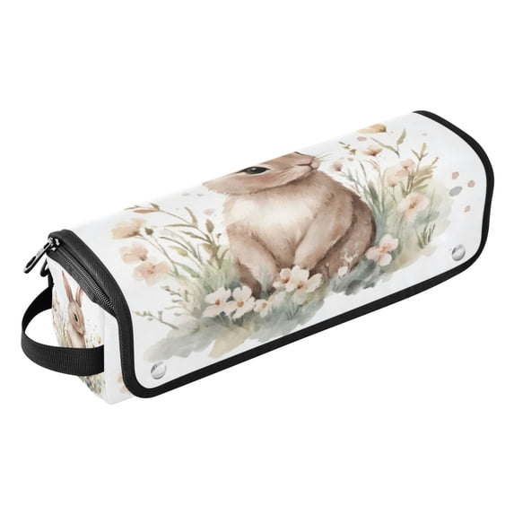 Hair Tools Travel Bag with Removable Heat Resistant Mat for Straighteners, Curling Iron and Haircare Accessories Watercolor Bunny in Floral